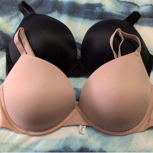 (2) VS PINK Super Push Up Bras Sz 38DD Praline & Black LIKE NEW Lot Bundle 38E - Picture 5 of 7